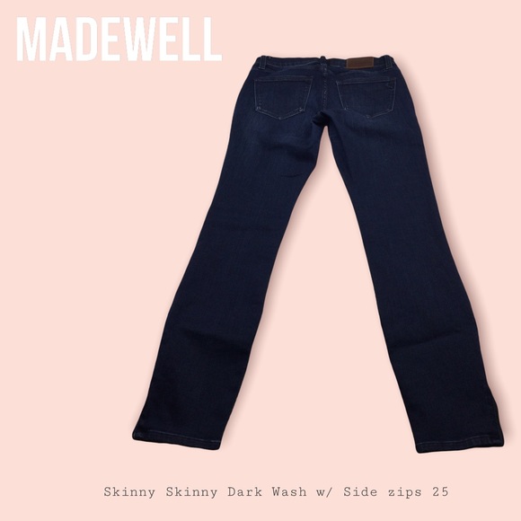 MADEWELL|Skinny skinny Dark wash w zips SZ 25 EUC - Picture 4 of 15